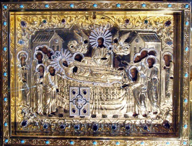 Kiev - Icona della Dormizione con le reliquie dei quattro artisti greci