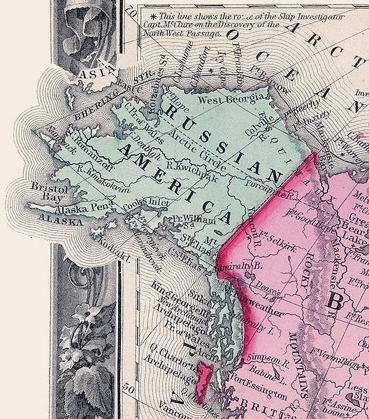 America russa, cartina del 1860