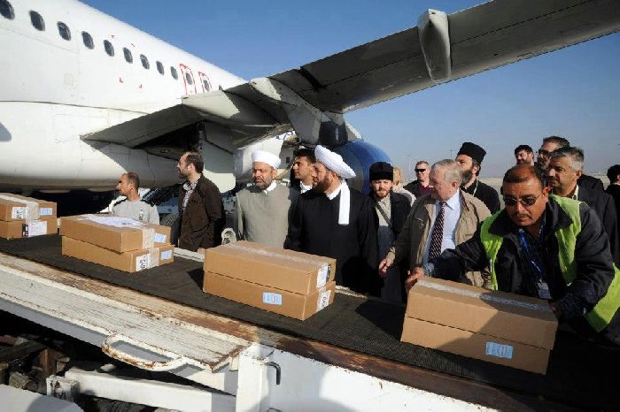 Damasco - L'aereo proveniente dalla Russia con gli aiuti umanitari
