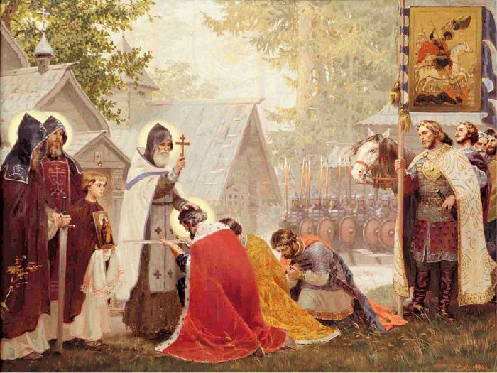San Sergio benedice il gran principe Dmitrij Donskoj prima della battaglia