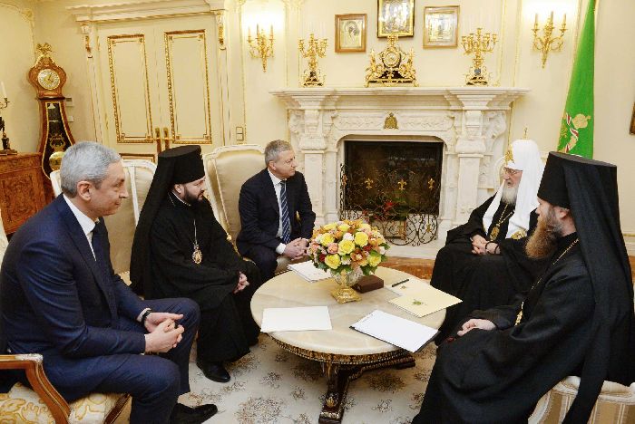 Il Patriarca di Mosca e di tutta la Rus' Kirill incontra il capo dell'Ossezia del Nord