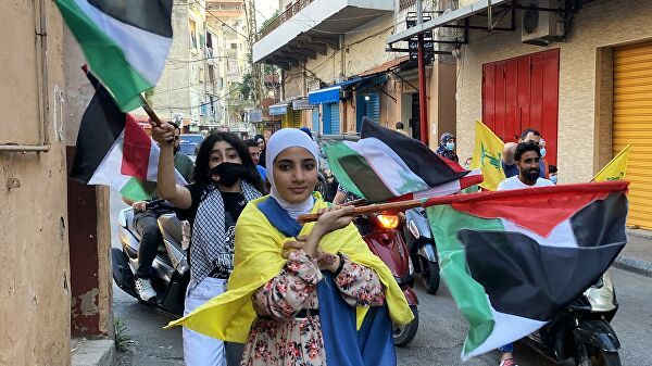 Manifestazione a sostegno della Palestina a Beirut. © Sputnik. Mikhail Alaeddin. 
