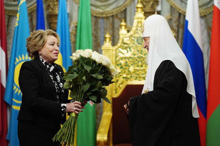 Mosca - Incontro di Sua Santità il Patriarca Kirill con il Presidente del Consiglio della Federazione della Federazione Russa V. I. Matvienko.