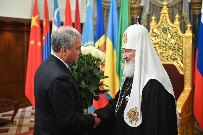 Mosca - Incontro di Sua Santità il Patriarca Kirill con il Presidente della Duma di Stato della Federazione Russa V.V. Volodin.