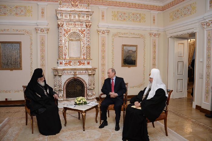 Mosca - I Patriarchi Kirill e Ilia II vengono ricevuti dal Presidente Putin