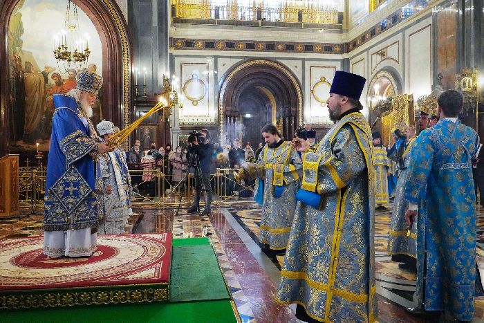  Mosca - Servizio patriarcale nella festa della Protezione del Santissima Madre di Dio. Consacrazione dell'archimandrita Gerasim (Shevtsov) a vescovo di Vladikavkaz e Alania. 