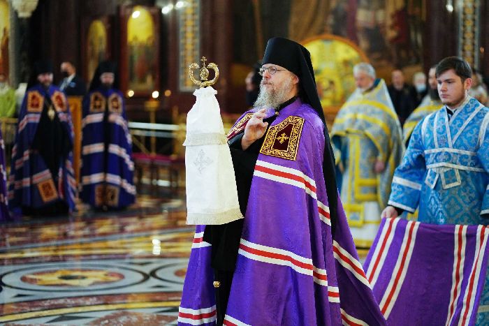  Mosca - Servizio patriarcale nella festa della Protezione del Santissima Madre di Dio. Consacrazione dell'archimandrita Gerasim (Shevtsov) a vescovo di Vladikavkaz e Alania. 