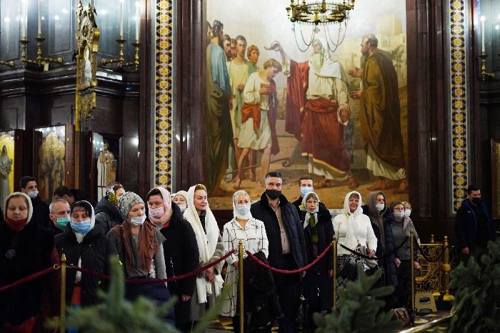 Mosca - Servizio patriarcale alla vigilia di Natale nella Cattedrale di Cristo Salvatore.