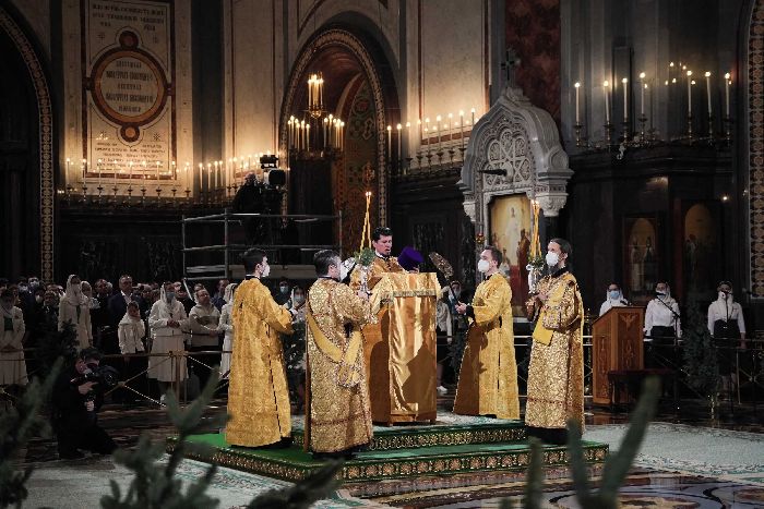 Mosca - Servizio patriarcale nella festa della Natività di Cristo nella Cattedrale di Cristo Salvatore.