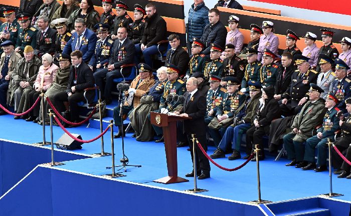 Mosca - Discorso del presidente Vladimir Putin alla parata militare in occasione del 77° anniversario della Vittoria nella Grande Guerra Patriottica. Foto: RIA Novosti.