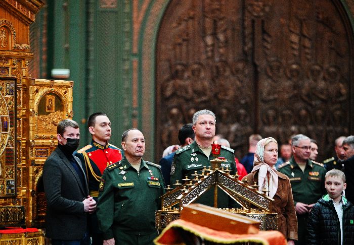 Kubinka - Servizio patriarcale nella terza domenica dopo Pasqua presso la Cattedrale patriarcale in onore della Risurrezione di Cristo, il tempio principale delle Forze Armate della Federazione Russa.