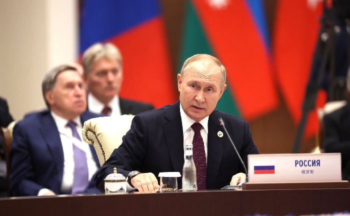 Samarcanda – Vladimir Putin alla riunione del Consiglio dei Capi di Stato della SCO nel formato allargato. Foto: TASS.