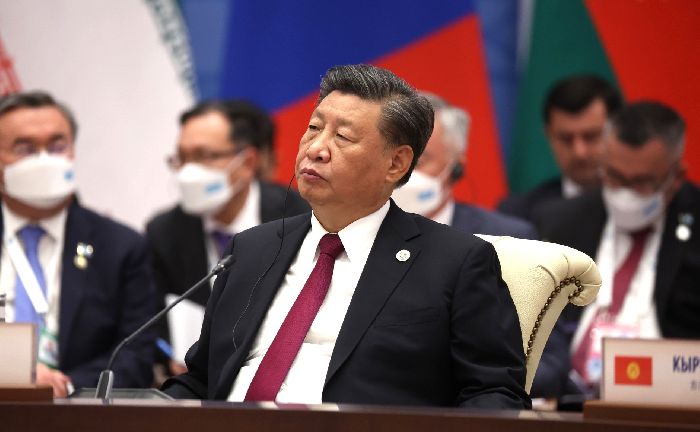 Samarcanda – Il presidente della Repubblica popolare cinese Xi Jinping alla riunione del Consiglio dei Capi di Stato della SCO nel formato allargato. Foto: TASS.