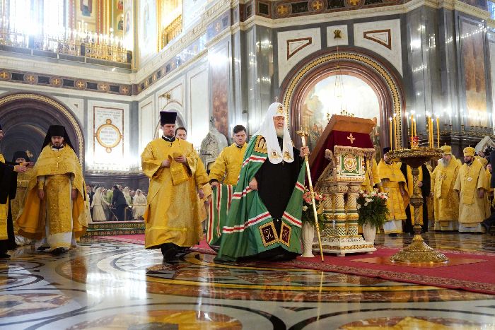 Mosca - Divina Liturgia nella Cattedrale di Cristo Salvatore nel 76° anniversario della nascita  di Sua Santità il Patriarca Kirill. Foto di Oleg Varov.