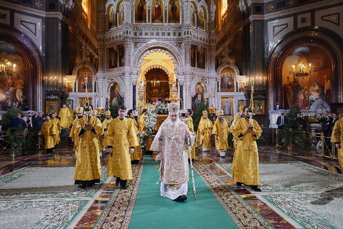 Mosca- Servizio patriarcale nella festa della Natività di Cristo nella Cattedrale di Cristo Salvatore. Foto di Oleg Varov.
