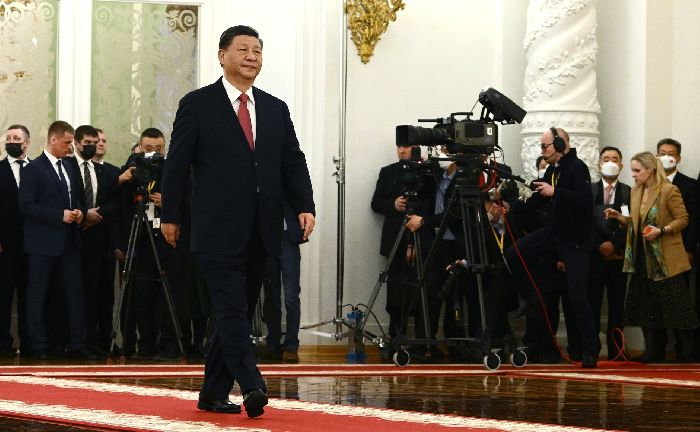 Mosca - Il presidente della Repubblica popolare cinese Xi Jinping alla cerimonia ufficiale di benvenuto. Foto: Aleksej Maishev, RIA Novosti.